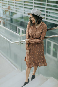 Midi Ruffle Swiss Dot Dress