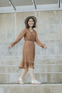 Midi Ruffle Swiss Dot Dress