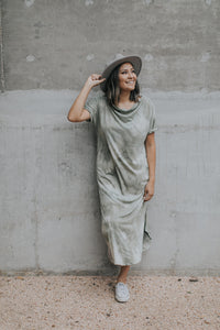 Evie Tie-Dye Dress in Olive