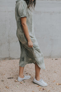 Evie Tie-Dye Dress in Olive