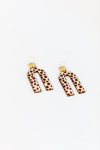 Geometric Wood Cheetah Earring
